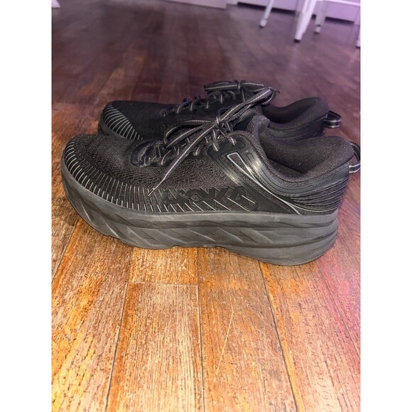 Hoka One One Bondi 7 Running Comfort Shoes Black Size 8D - Picture 1 of 5